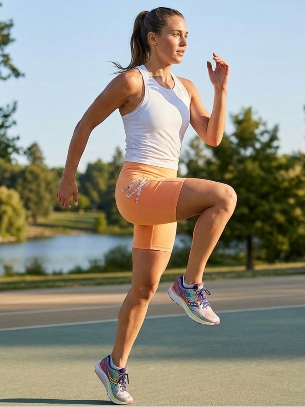 Fabletics Orange Bike Shorts